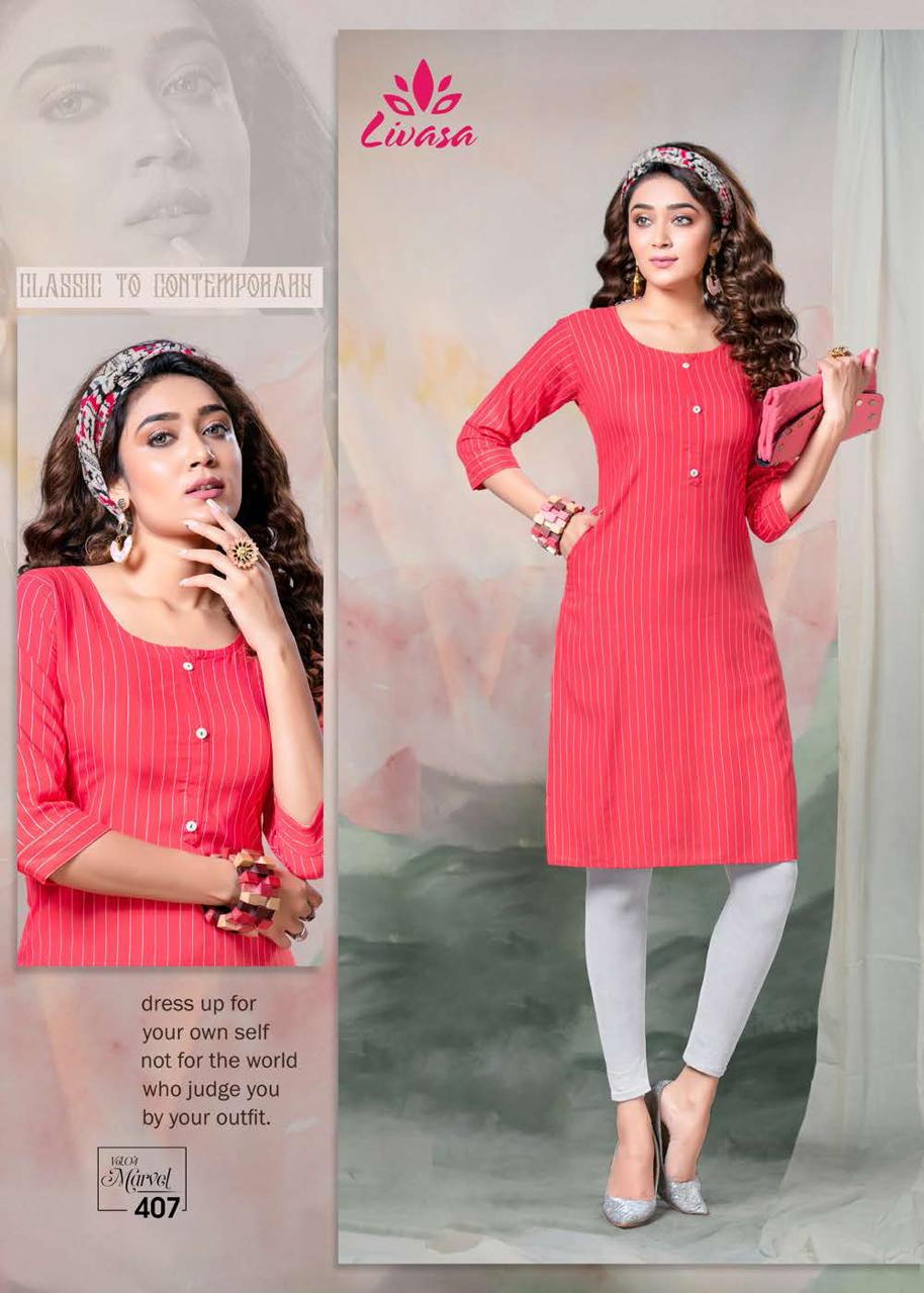 Livasa Marvel 4 Casual Daily Wear Rayon Designer Kurti Collection